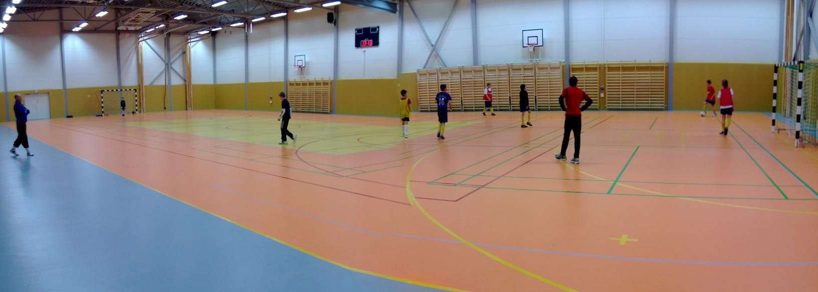 Bollspel i idrottshallen i Lemland